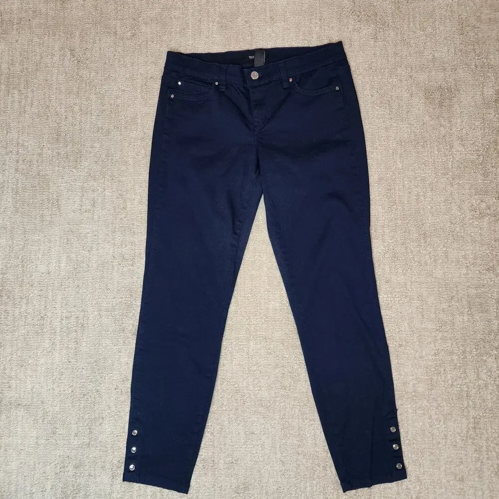 White House Black Market Blue Skimmer Cropped Pants Women's Size 6